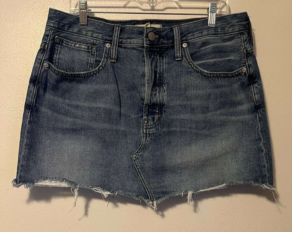 Madewell Rigid Denim Mini Skirt Women's Size 31 Festival Cowgirl Button Front